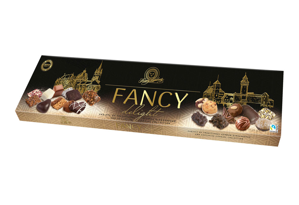 Opakowanie mieszanki pierników z zarysem katedry w Norymbergii