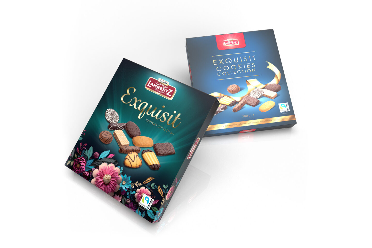 dwa opakowania ciasteczek z czekoladą i bez na białym tle